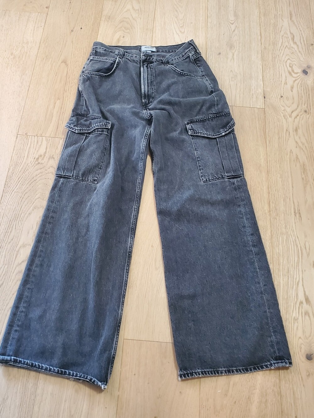 Agolde Minka Cargo Jeans in Black Wash Size 28